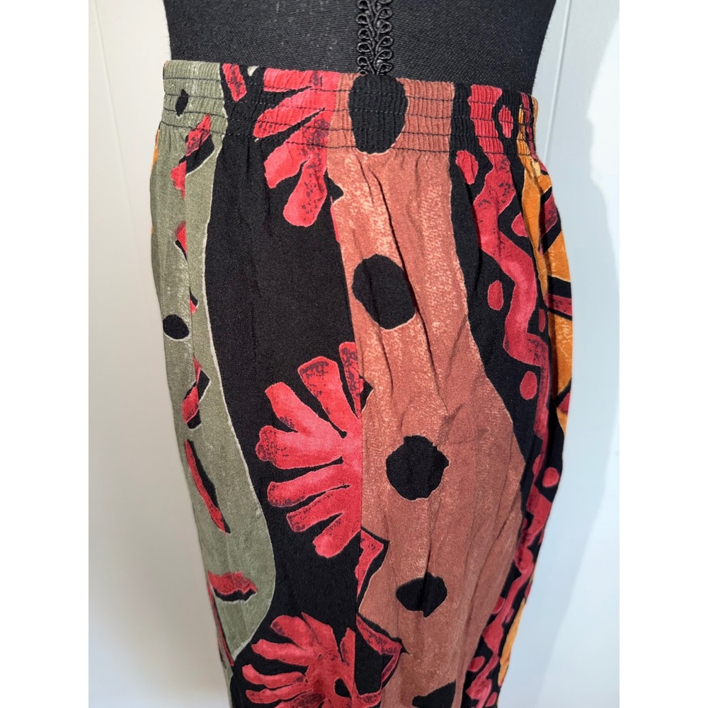 Bohemian Patchwork Maxi Skirt in Mustard, Olive & Black - Picture 5 of 12